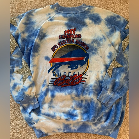 CUSTOM VINTAGE BUFFALO BILLS SWEATSHIRT - STAR, TIE DYE, LF STORES - Picture 1 of 3